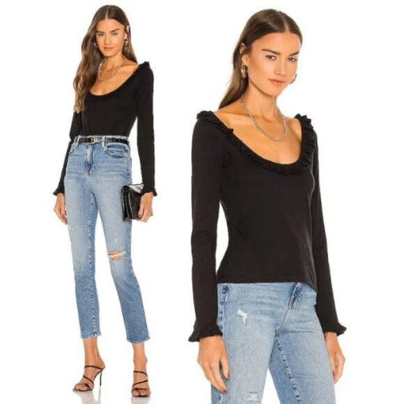 Caroline constant Kenzie ruffle trim top black 17030 - Picture 1 of 13